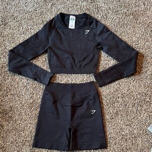 Gymshark Long Sleeve Crop Top and Shorts Set